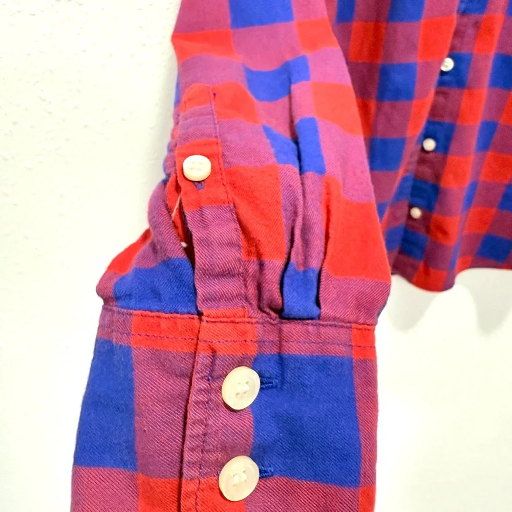J. Crew boy fit cotton Vibrant Red and Blue Plaid Shirt S‎